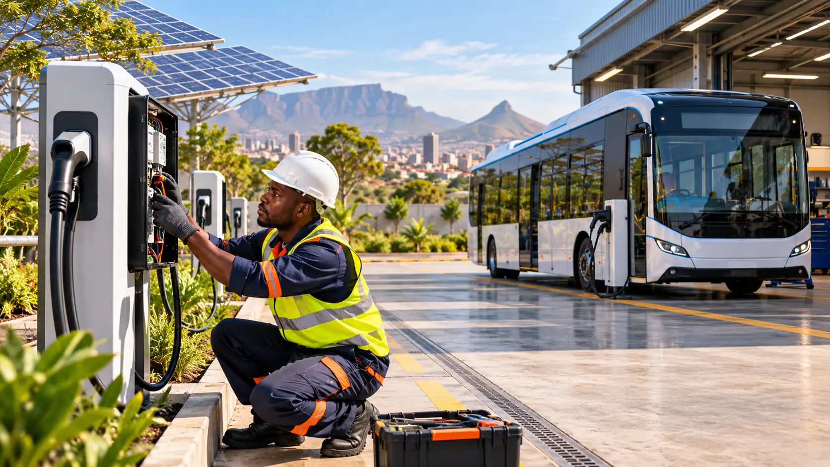 Illustration de la mobilité électrique propre en Afrique